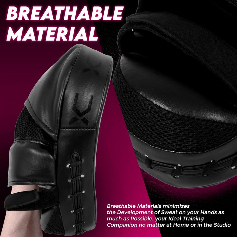 DALLX Sports Punch Mitts Target Focus Pads Hook and Jab Curved for MMA Training Martial Arts Karate Kickboxing Muay Thai with Adjustable Straps Ventilated - Image 5